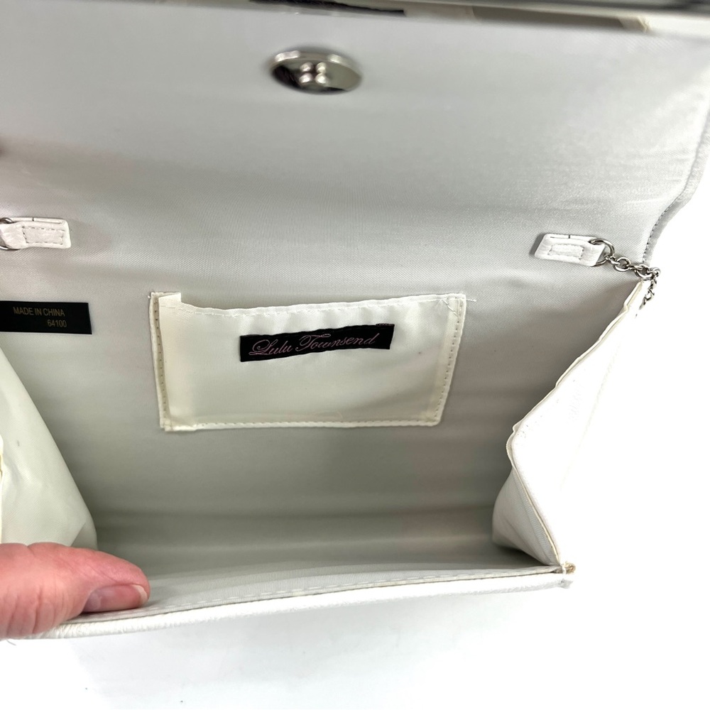 Woven Faux Leather envelope‎ clutch shoulder Bag White Silver lulu Townsend - Picture 7 of 14